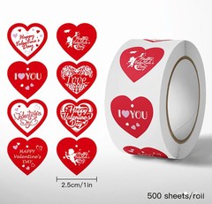 1000PCS/2 Rolls Bulk Lot Conversation Hearts 1” Sticker Rolls Valentines Holiday