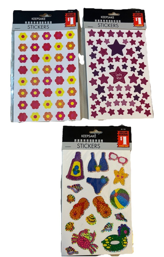 Keepsake Stickers Flowers Stars Summer Lot Of 3 Packs New Sealed Scrapbook