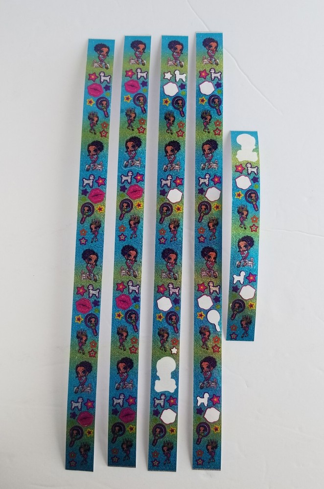 Vtg LISA FRANK Sticker Dreams Holographic Glam City Fab Girl 144 Stickers strip