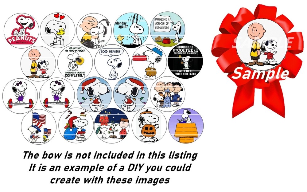 Bottle Cap Images (25mm) 1″ ~ Precut ~ Snoopy Inspired~ USA seller