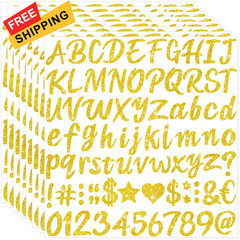 640 Pcs Gold Letter Stickers Glitter Alphabet Stickers, 8 Sheets 1 inch,