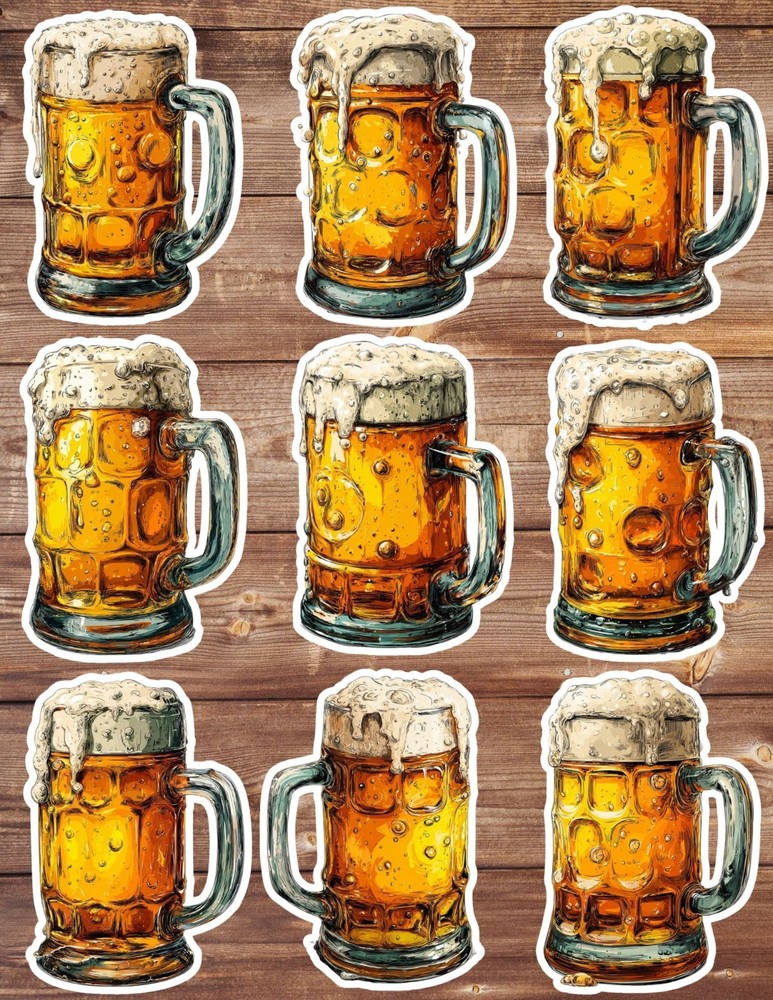 Beer Die Cut Vinyl Stickers Set Scrapbooking Laptop Water Bottle