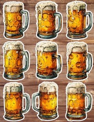 Beer Die Cut Vinyl Stickers Set Scrapbooking Laptop Water Bottle