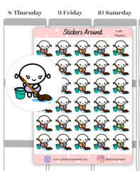 Mopping Planner Sticker, Mop Sticker, Chore Sticker, Calendar & Journal Sticker