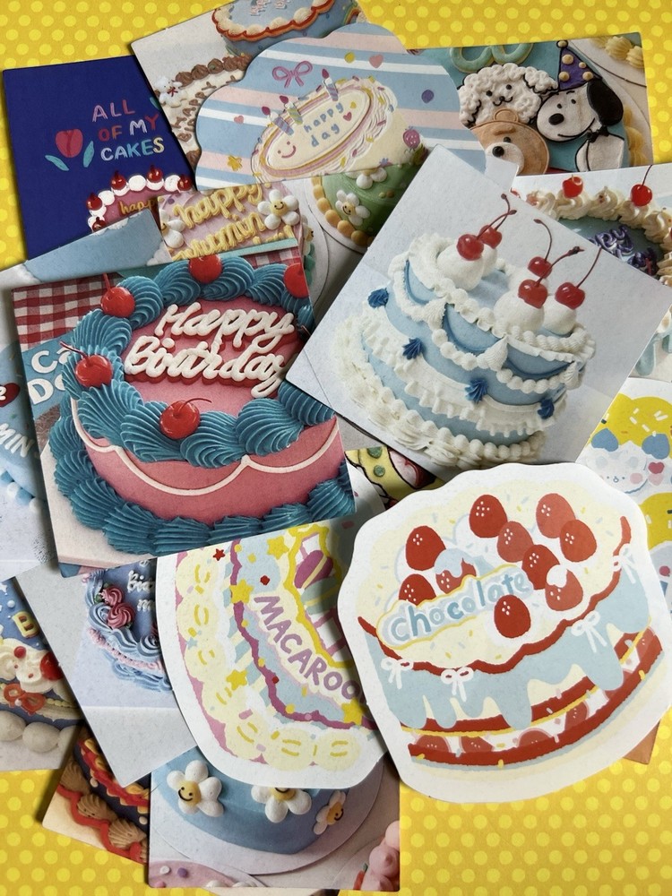 Set of 24 Blue Sky Buttercream Birthday Cake Stickers Scrapbooking Card Making
