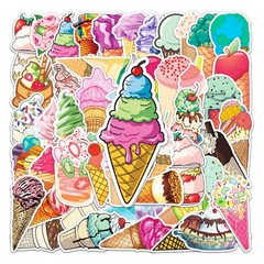 50 Pcs Sweet Ice Cream Stickers, 1.96-3.15inch Cool Cartoon Decorative Sticke…