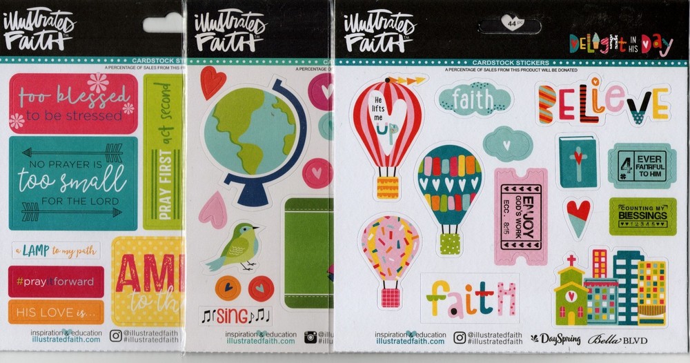 Illustrated Faith Cardstock Stickers~Several Varieties~Adorable! Quick Ship!