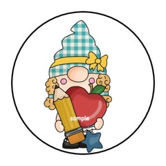 30 SCHOOL ENVELOPE SEALS LABELS STICKERS 1.5″ ROUND GNOME PENCIL APPLE TEACHER