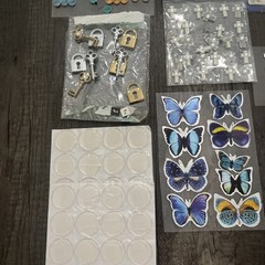 Mixed Scrapbooking Embellishments Lot Rhinestones Stickers Charms Craft