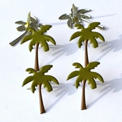 PALM TREE SCRAPBOOKING DECORATIVE BRADS EYELET OUTLET 8 PCS