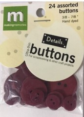 BRICK RED CIRCLE ULTRA-THIN BUTTONS(24pc)Making Memories Assorted Sizes 3/8-7/8″