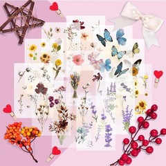 Transparent Flower and Butterfly Stickers for Scrapbooking, Journaling – Vint…