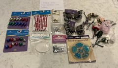 NEW NICE LOT OF SCRAPBOOKING/CARD MAKING ACCENTS/BEADS/RIBBON-GREAT VARIETY!