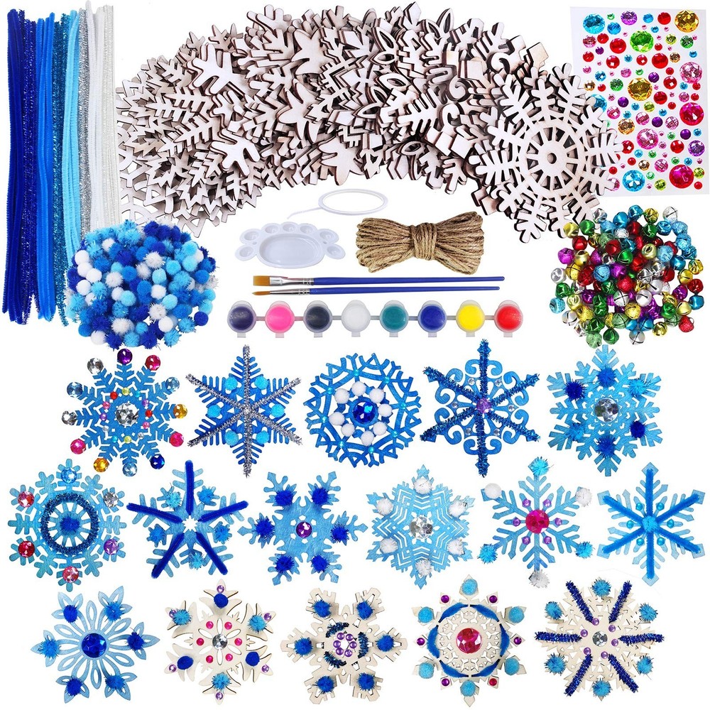 32 Set Christmas Hanging Natural Unfinished Wood Snowflake Cutouts Ornaments …