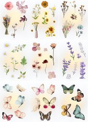 Transparent Flower and Butterfly Stickers for Scrapbooking, Journaling – Vint…
