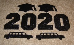 AccuCut Design Graduation Grouping…..Grad Hats, Class Year, Limo Glitters….