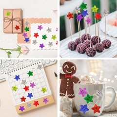 Smiley face Star Stickers for Kids Reward,1inch 8 Colored 500Pcs Sparkly Foil Sh