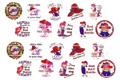 Bottle Cap Images (25mm) 1″ ~ Precut ~ Red Hat Society Inspired set 2