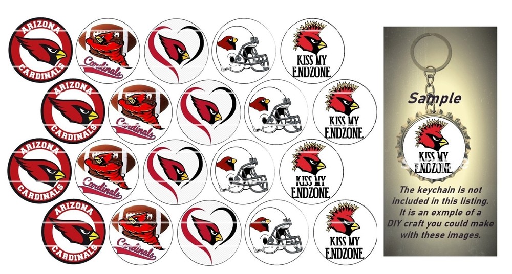 Bottle Cap Images (25mm) 1″ ~ Precut Football Cardinals Inspired (set 2)