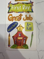 Miss Elizbeth’s 2-Sided Value School Day Stickers Crayons Bus Globe Scrapbooking