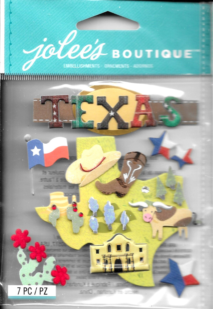 TEXAS Lone Star State Alamo Bluebonnet Cowboy Cattle Travel Jolee’s Stickers
