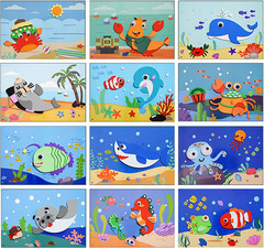 12PCS 3D EVA Foam Stickers for Preschool Art Class – Sea Animals