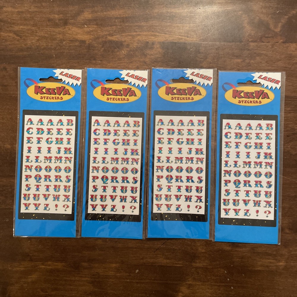Vintage KeeVa Stickers Laser Alphabet Lot If 4 Packages Brand New