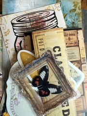 #799 – 20 small pcs – VINTAGE BUTTERFLY FLORAL SCRAPBOOK JUNK JOURNAL KIT / LOT