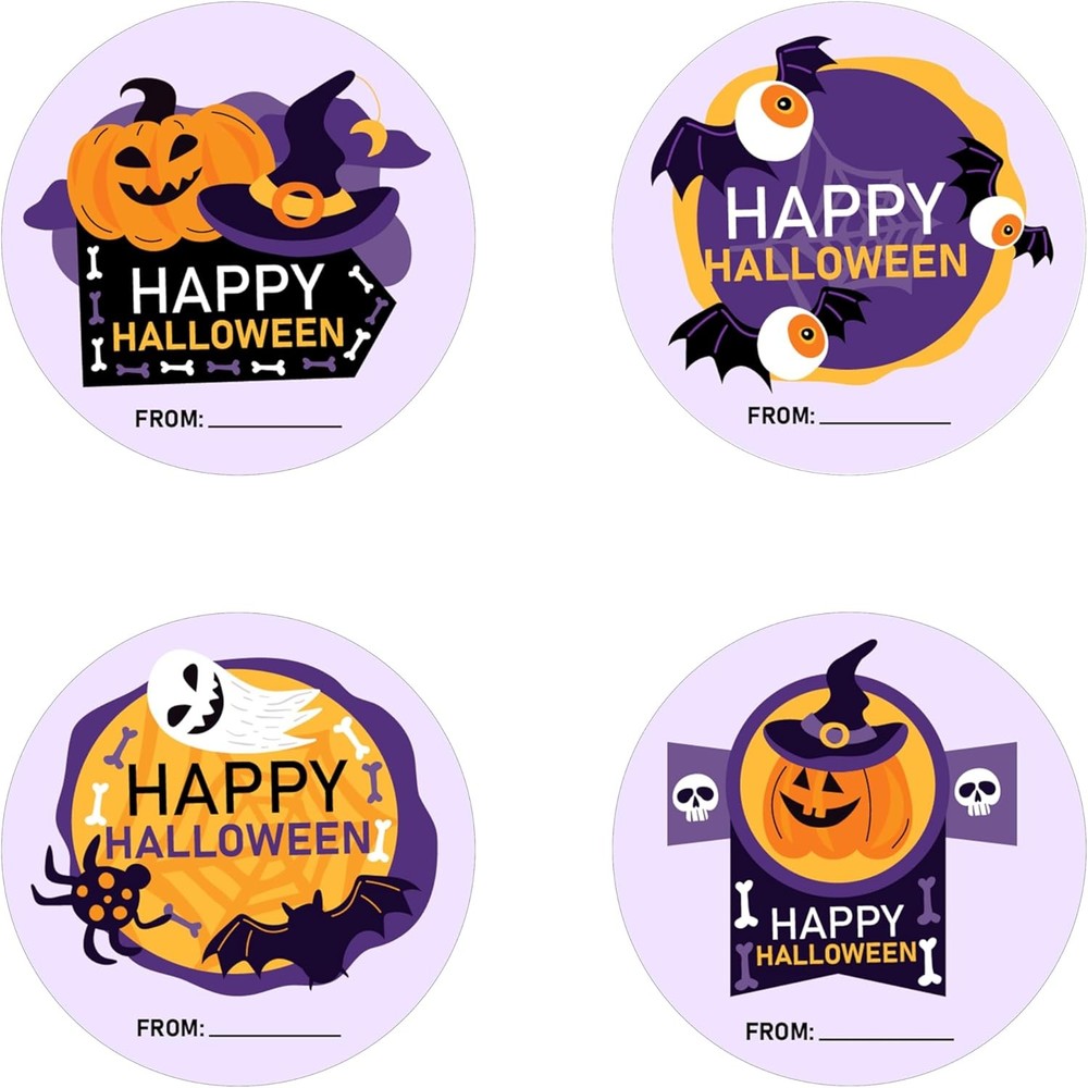 2″ Happy Halloween Stickers Set, Bat Ghost Stickers, Gift Box，Greeting Cards DIY