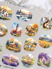 20Pcs Multicolor Countryside Landscape Scrapbooking Stickers