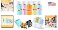 Portable 10-Roll Set of Self-Adhesive Printable Stickers for Mini Printers