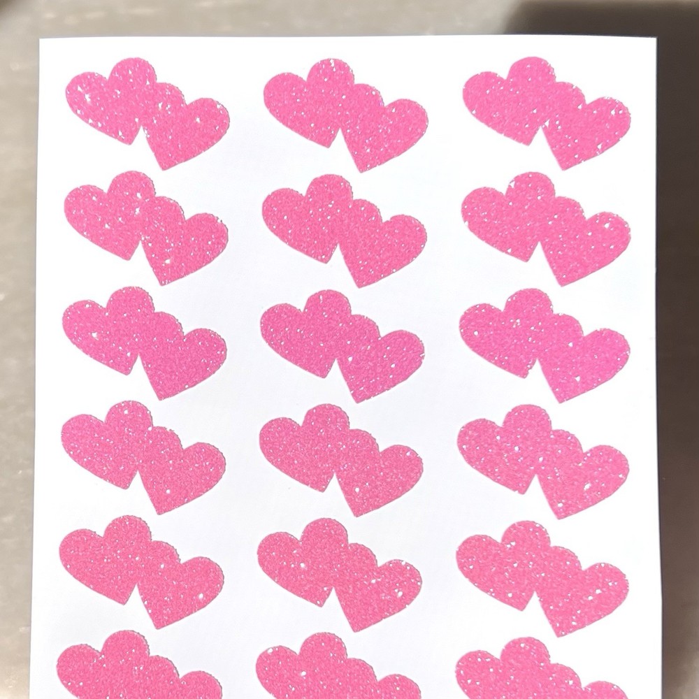 Glitter Double Heart Stickers! – 0.5” to 4 inch – Choose a Size and Color!