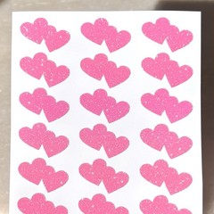 Glitter Double Heart Stickers! – 0.5” to 4 inch – Choose a Size and Color!