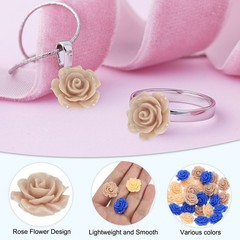 20mm Rose Flower Resin Cabochon, 50 Pcs Mini Rose Flower Resin, Light Brown