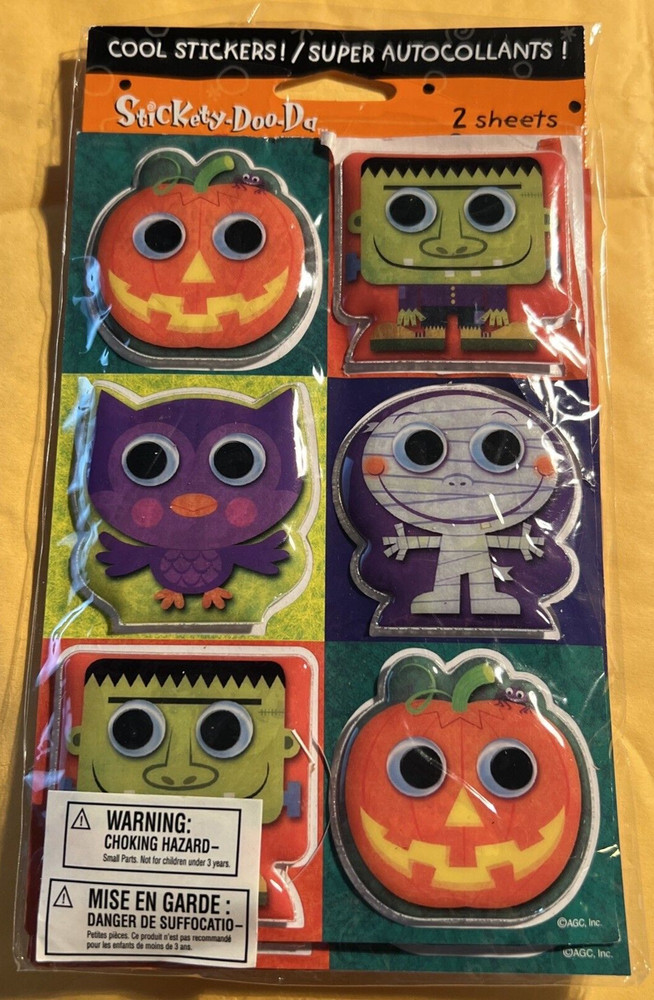 Puffy Stickers Halloween Stickety Doo Da Spooky Owl Pumpkin Mummy 2 Sheets NIP