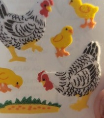 Sandylion Fuzzy Multicolor Farm Chicken & Chick Stickers 3 Sheets Scrapbooking