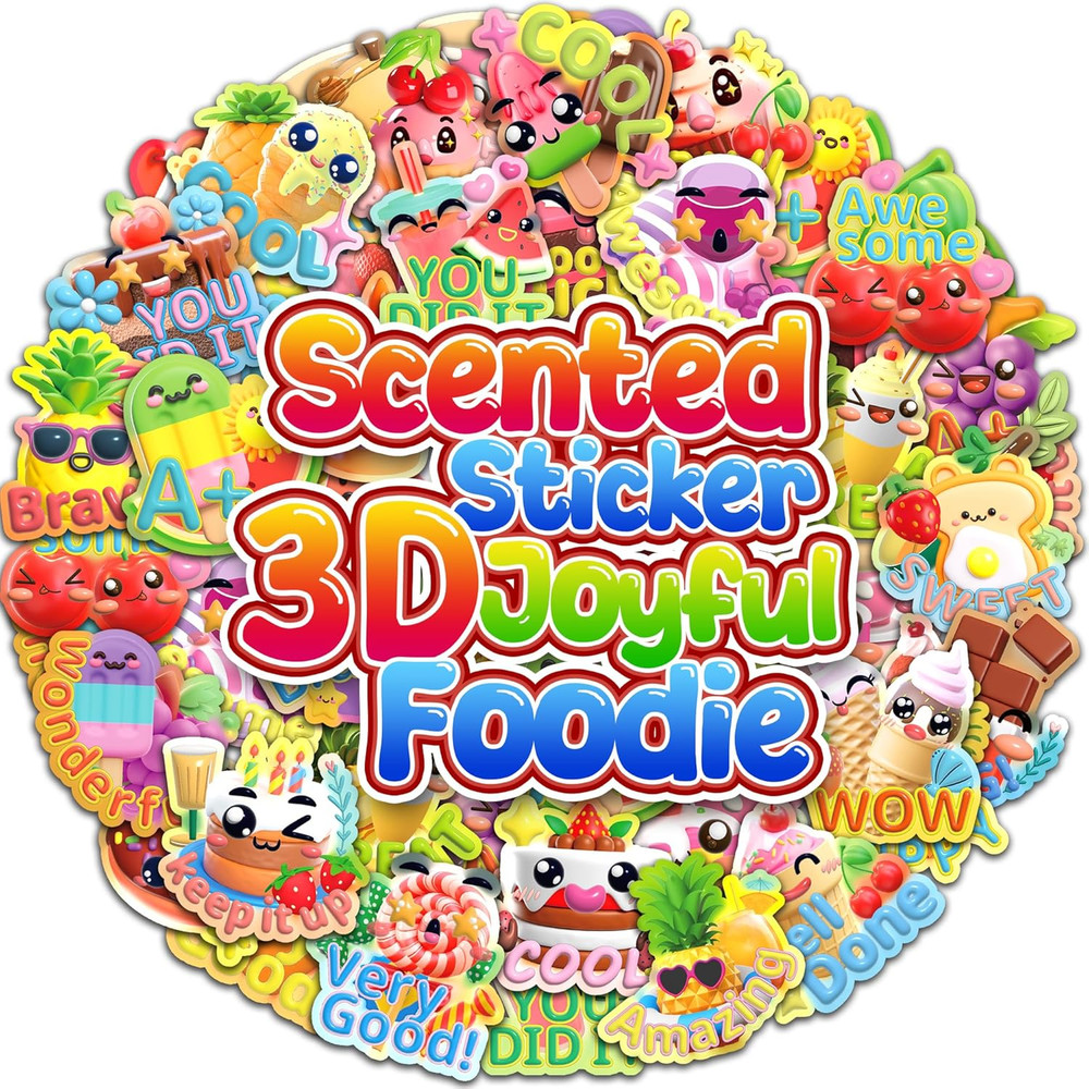 240 Pcs 3D Large Food Scratch and Sniff Stickers for Kids and Classroom