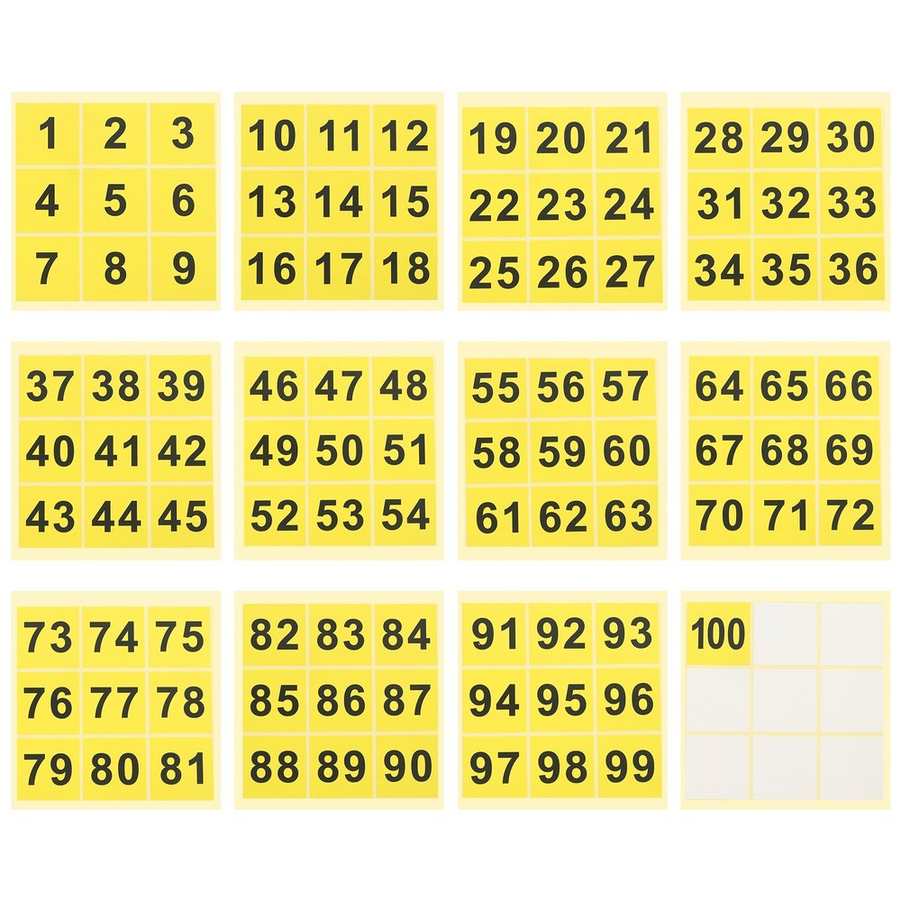 3″ Consecutive Number Stickers, 1 Set Self Adhesive Number Decals, Yellow