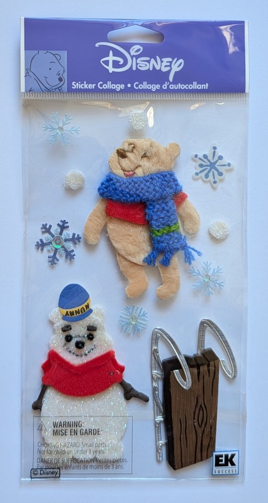 Winnie The Pooh Snowman & Sled Disney Scrapbooking Stickers