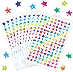 1350 Pcs 0.3″ Small Star Stickers for Reward 10 Colors Holographic Stickers for