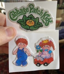 Vintage 80s Sticker Lot: Puffy Cabbage Patch Kids Stickers, Used Restored (READ)