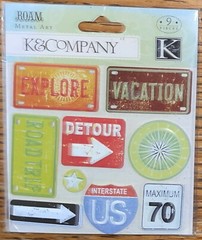 K&Company Roam Metal Arts Road Signs Explore Vacation Detour Road Trip Scrapbook