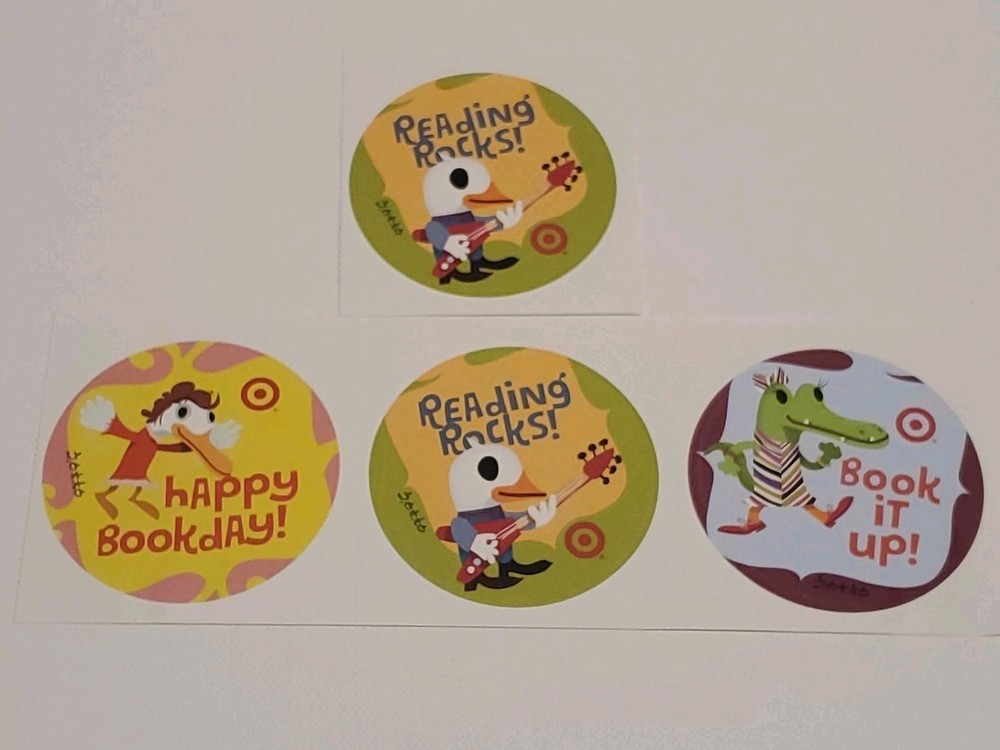 NEW Stickers Made For Target Stores Reading Rocks! Happy Bookday Book It Up