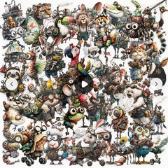 25 PIECE STEAMPUNK ANIMALS SUPER CUTE STICKERS SCRAPBOOK JUNK JOURNAL PHONE #30