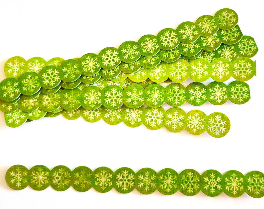 Mini Snowflakes Christmas Glitter Accents Set Of 8 6″ Sticker Borders Green Craf