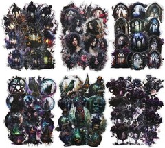 Gothic Scrapbook Stickers 180Pcs Waterproof Floral Witch Designs for Journaling