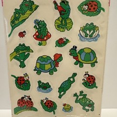 Vintage 1990 HALLMARK Stickers Frogs•Turtles•Ladybugs•Fish 4 Sheets SEALED