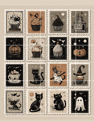 Halloween Stamps Clipart Collage Supply Scrapbook Junk Journal Kit Card Toppers