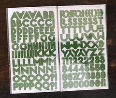 Green Letter/Alphabet + Number Stickers Scrapbook/other paper hobbies — 3 Sets