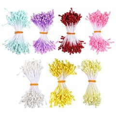 Matwsec 1050 Pcs 3mm Flower Stamens, Pistil Matt Pearl Stamen Small, Colorful